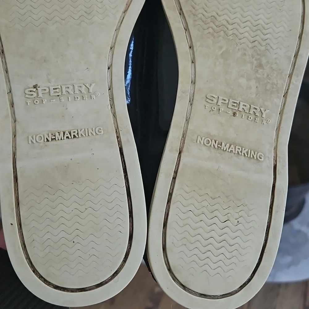 Sperry Black Leather Boat Shoes 6 VGUC
